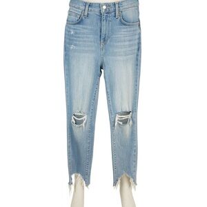L' AGENCE Highline skinny Jeans High Rise Light Wash Destruct Fray Hem Size 25